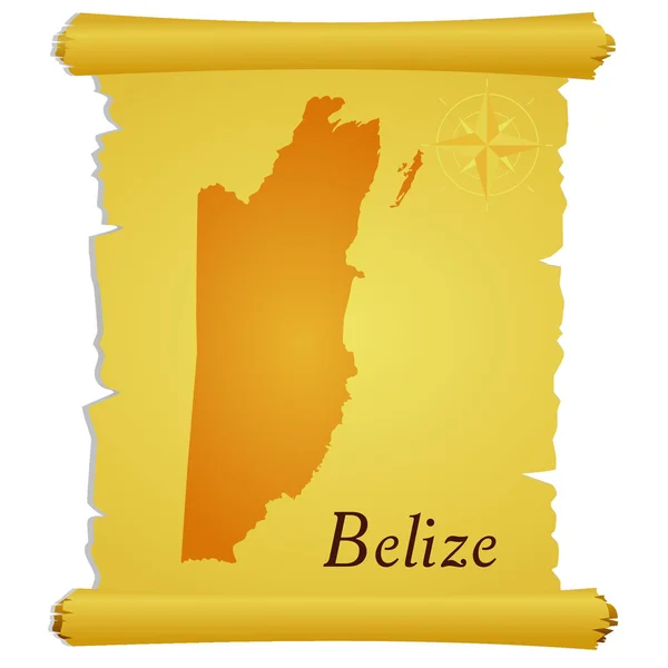 Vektor pergament med en silhuett av Belize — Stock vektor