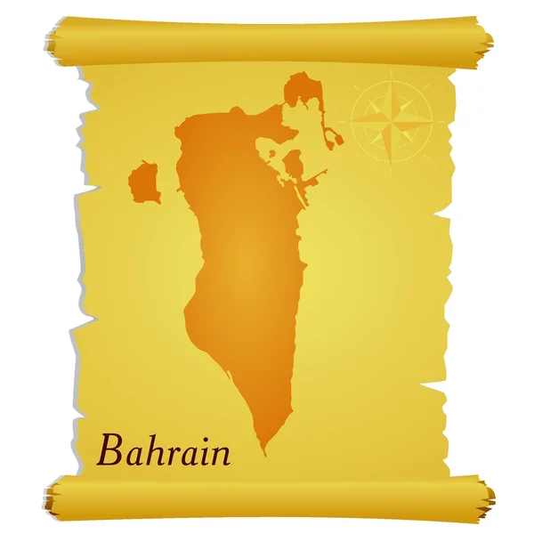Vektor perkamen dengan siluet Bahrain - Stok Vektor