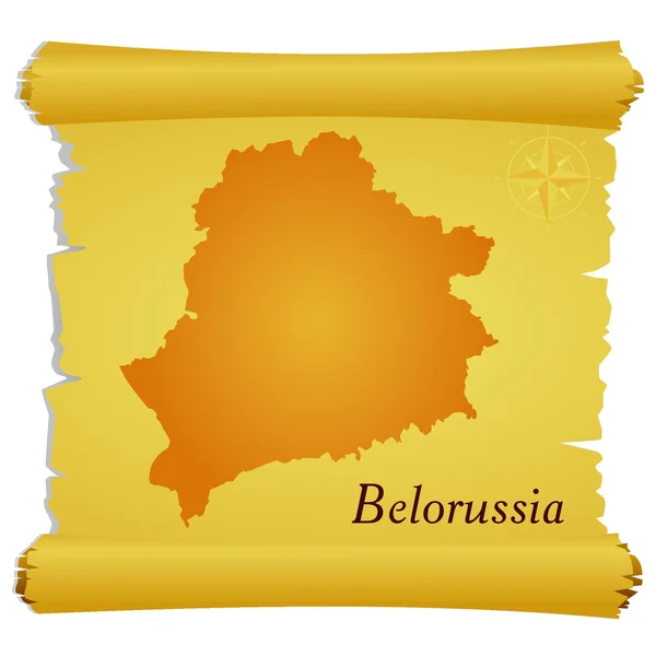 Vector parchment with a silhouette of Belarus — Stock Vector