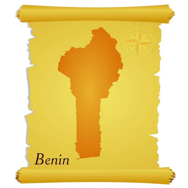 Parchemin vectoriel avec une silhouette du Bénin — Image vectorielle