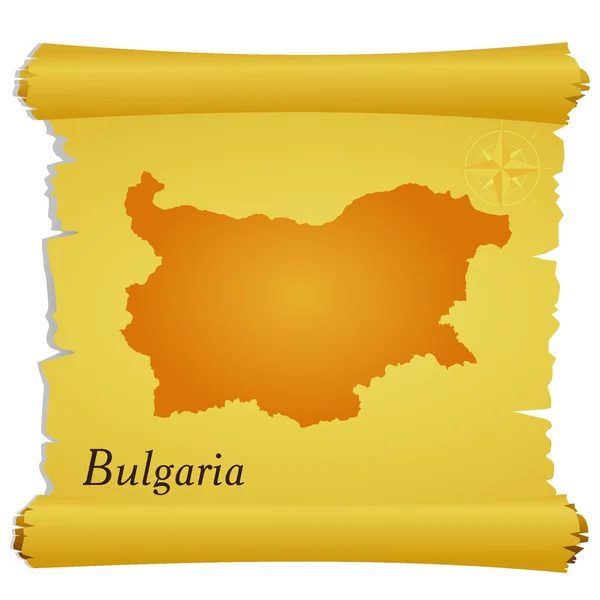 Vektor pergament med en silhuett av Bulgarien — Stock vektor