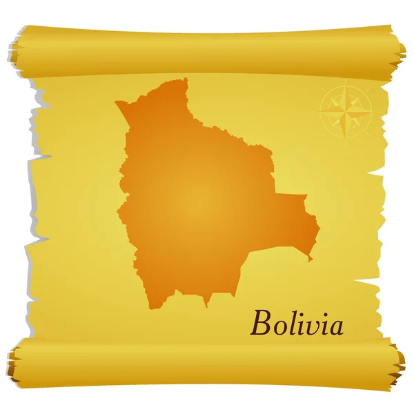 Pergamena vettoriale con una silhouette della Bolivia — Vettoriale Stock