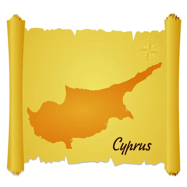 Διανυσματική περγαμηνή με σιλουέτα της Κύπρου — Διανυσματικό Αρχείο