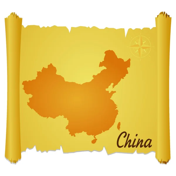 中国のシルエットのベクトルパーチメント — ストックベクタ