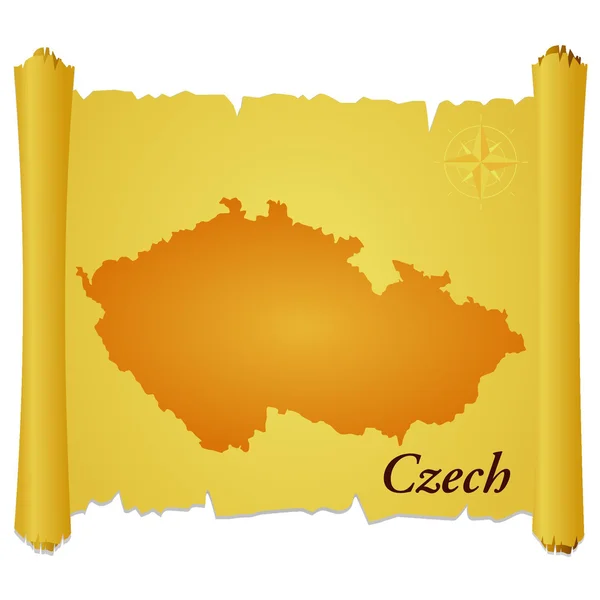 Pergamino vectorial con una silueta de checo — Archivo Imágenes Vectoriales