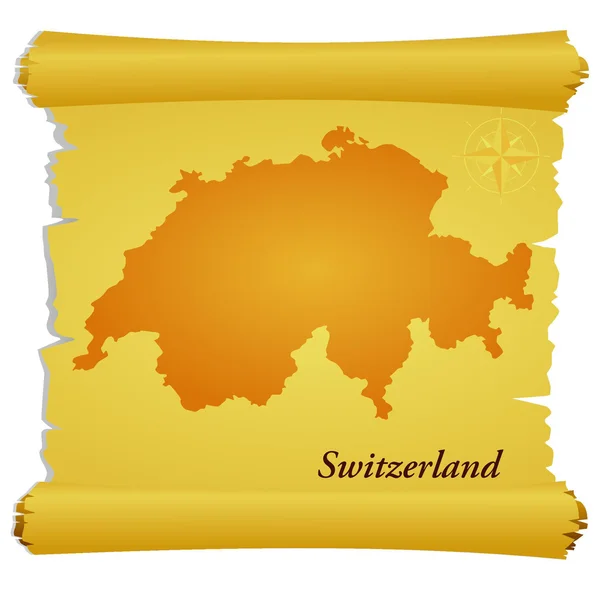Vector parchment with a silhouette of Switzerland — Stock Vector