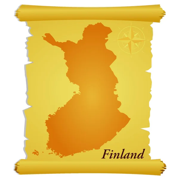 Parchemin vectoriel avec une silhouette de la Finlande — Image vectorielle