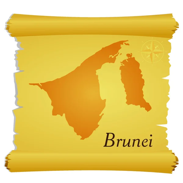Vektorový pergamen se siluetou Brunej — Stockový vektor