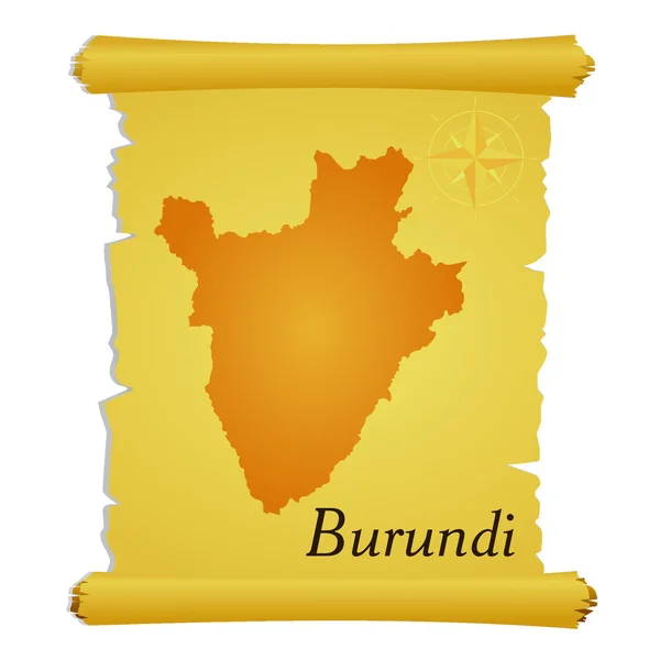 Vektor-Pergament mit einer Silhouette Burundis — Stockvektor