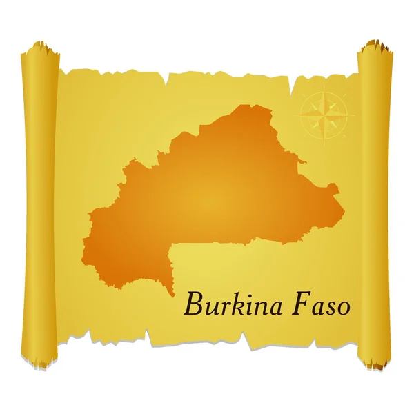 Pergaminho vetorial com uma silhueta de Burkina Faso — Vetor de Stock