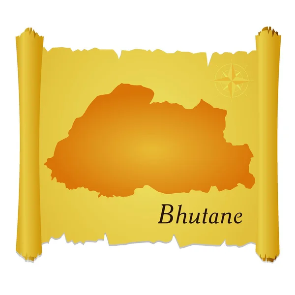 Pergamin wektorowy z sylwetką Bhutanu — Wektor stockowy