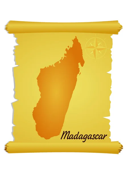 Vektorpergament med en silhuett av Madagaskar — Stock vektor