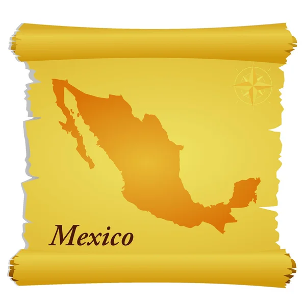 Vektorový pergamen se siluetou Mexika — Stockový vektor