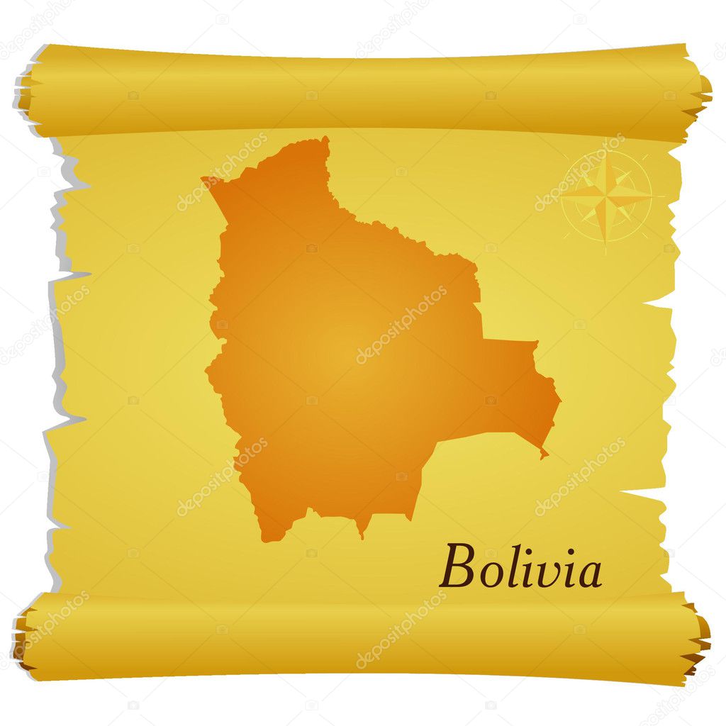 Vector parchment with a silhouette of Bolivia