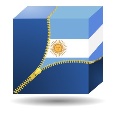 Cube with the flag of Argentina in a case clipart