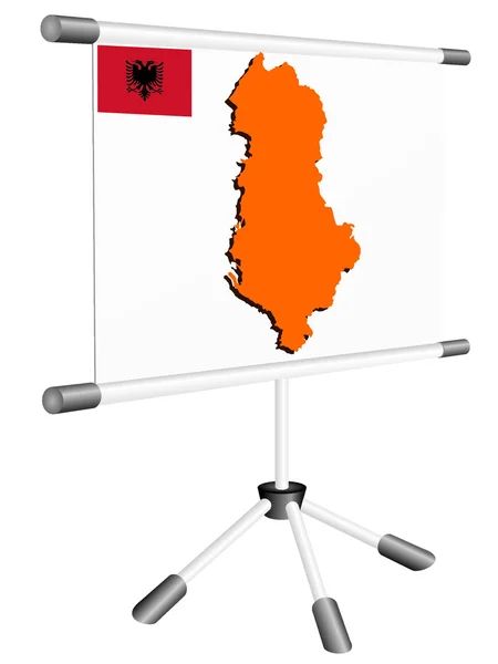 Vector display with a silhouette map of Albania — Stock Vector