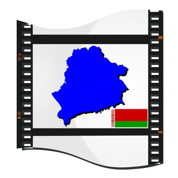 Film scatti con una mappa nazionale della Bielorussia — Vettoriale Stock