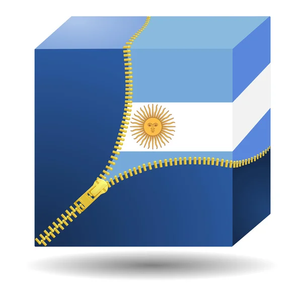Kubus met de vlag van Argentinië in geval — Stockvector