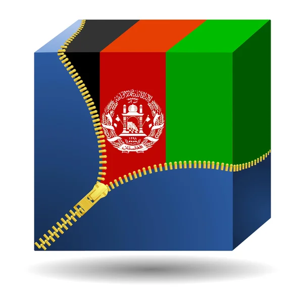 Würfel mit der Flagge Afghanistans in einem Koffer — Stockvektor