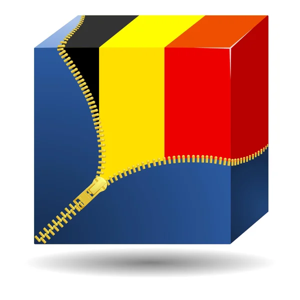 Kub med belgisk flagg i fall — Stock vektor
