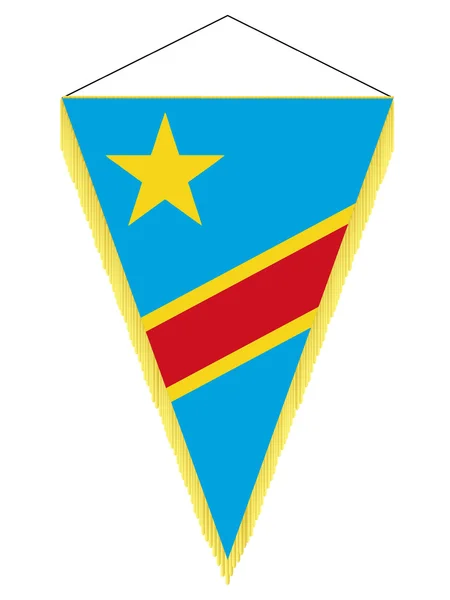 Image vectorielle d'un fanion portant le drapeau national de la République démocratique du Congo — Image vectorielle