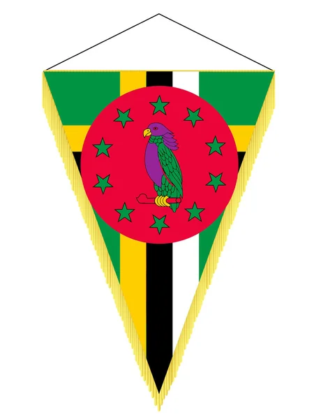 ドミニカ国旗のついたペナントのベクトル画像 — ストックベクタ