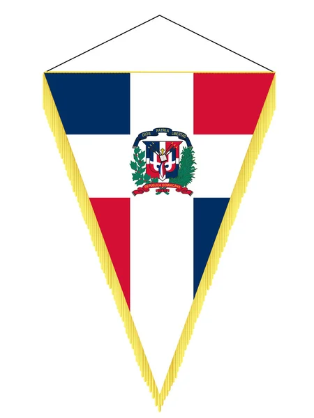 Imagen vectorial de un banderín con la bandera nacional de República Dominicana — Vector de stock