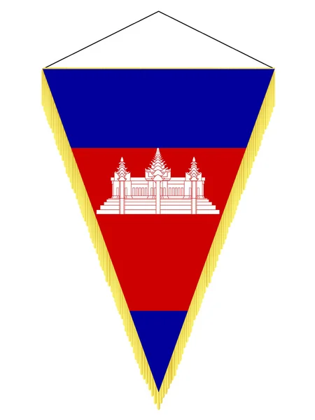 Imagen vectorial de un banderín con la bandera nacional de Camboya — Vector de stock