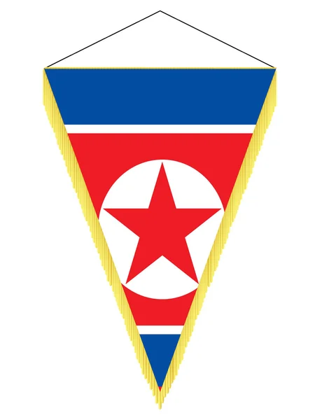 Imagen vectorial de un banderín con la bandera nacional de Corea del Norte — Vector de stock