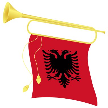 Vector illustration bugle with a flag Ablanii clipart