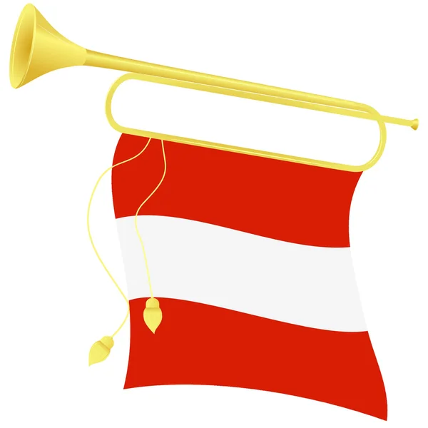 Bugle de ilustração vetorial com uma bandeira Áustria — Vetor de Stock