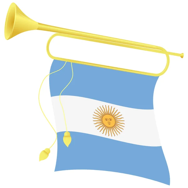 Vector illustratie bugle met een vlag Argentinië — Stockvector