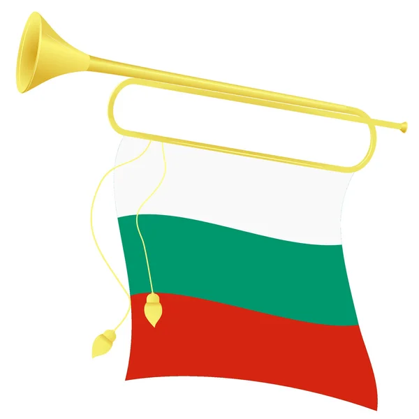 Bugle de ilustração vetorial com uma bandeira Bulgária — Vetor de Stock