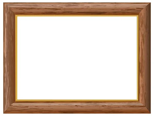 Quadro de madeira com uma borda de ouro — Vetor de Stock