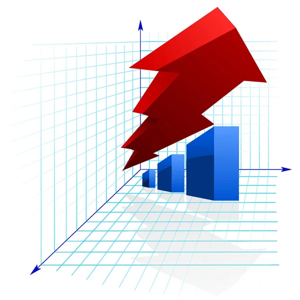 Grafico colorato con freccia — Vettoriale Stock