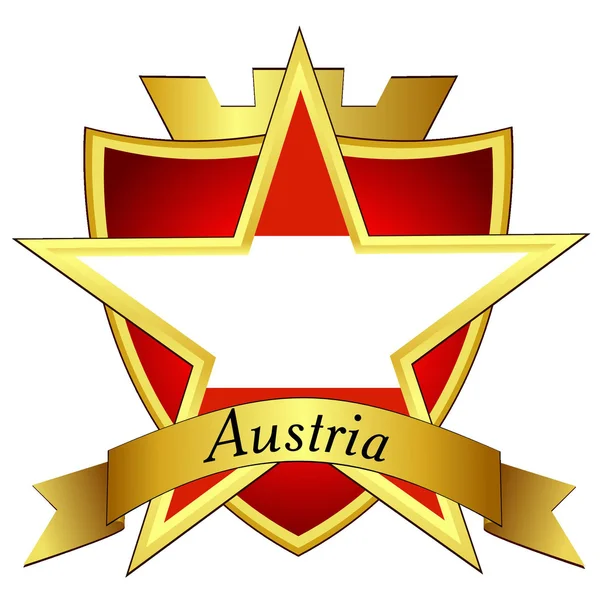 Vector estrella de oro a la bandera de Austria en el fondo de la — Archivo Imágenes Vectoriales
