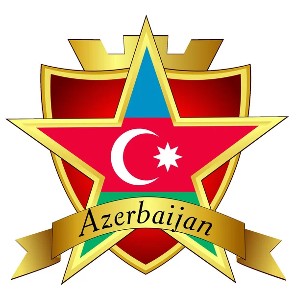 Vector estrella de oro a la bandera de Azerbaiyán en el fondo de — Vector de stock