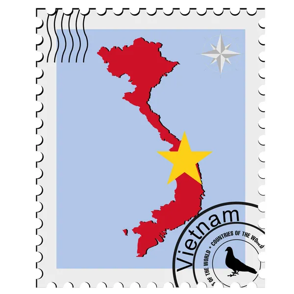 带有越南图像地图的矢量邮票 — 图库矢量图片