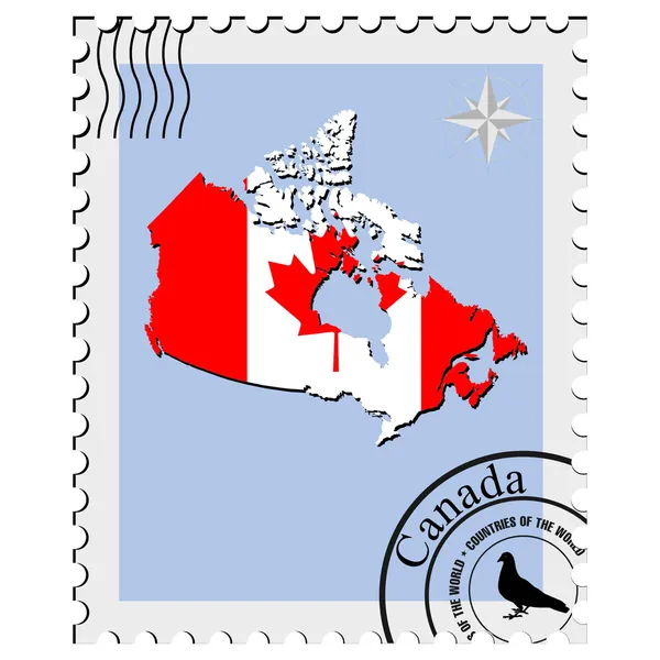 Znaczek wektorowy z mapami obrazów Kanady — Wektor stockowy