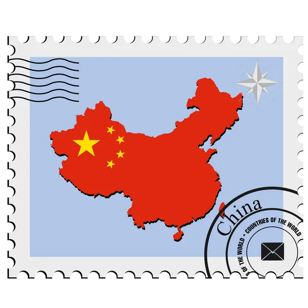Timbre vectoriel avec les cartes images de la Chine — Image vectorielle