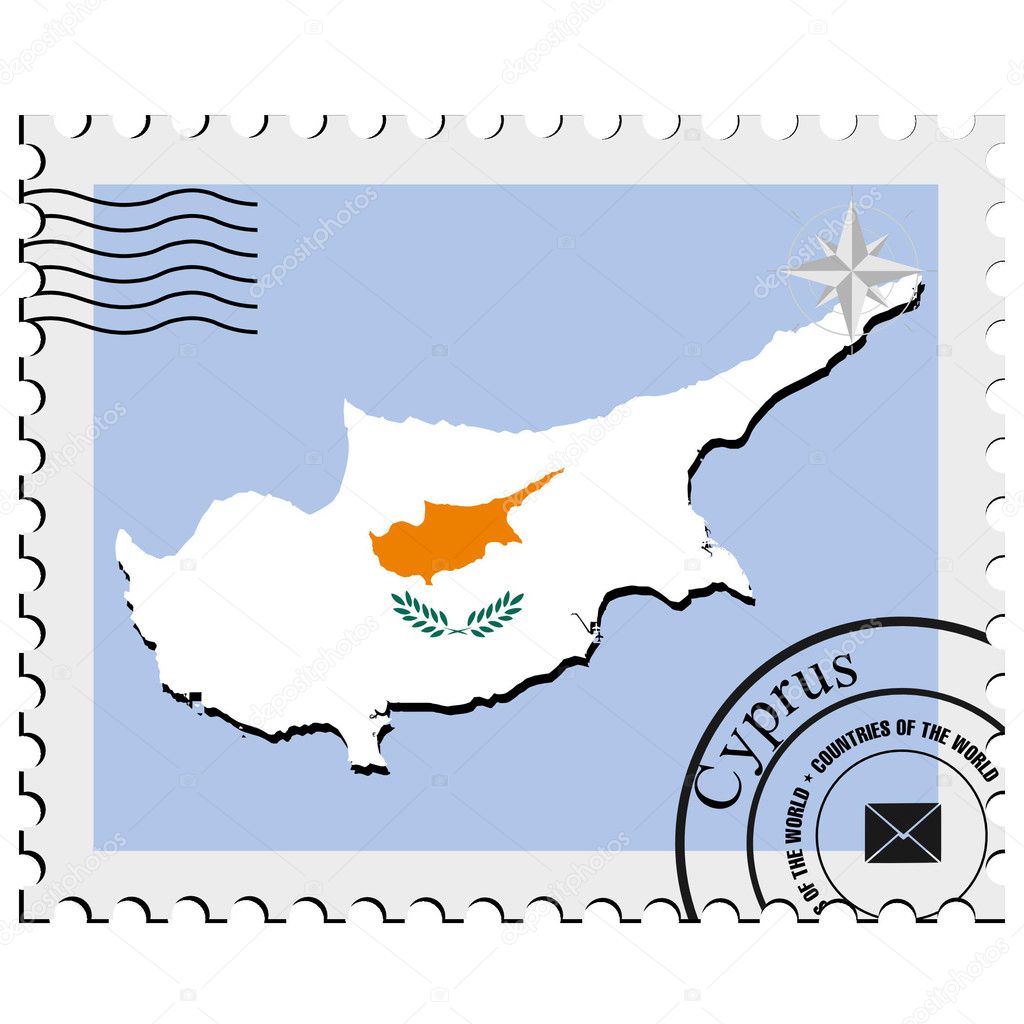 Vector stamp with the image maps of Cyprus