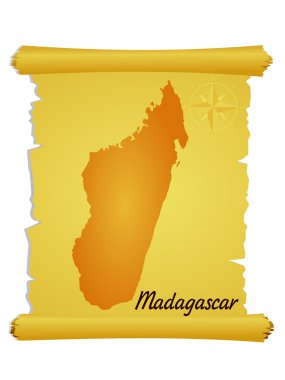 Madagaskar silueti olan vektör parşömeni