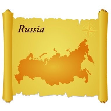 Rusya 'nın siluetine sahip vektör parşömeni