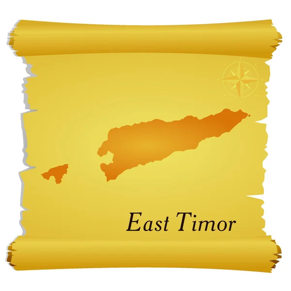 Pergamino vectorial con silueta de Timor Oriental — Archivo Imágenes Vectoriales