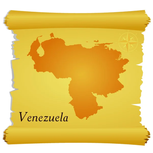 Vektor-Pergament mit einer Silhouette Venezuelas — Stockvektor