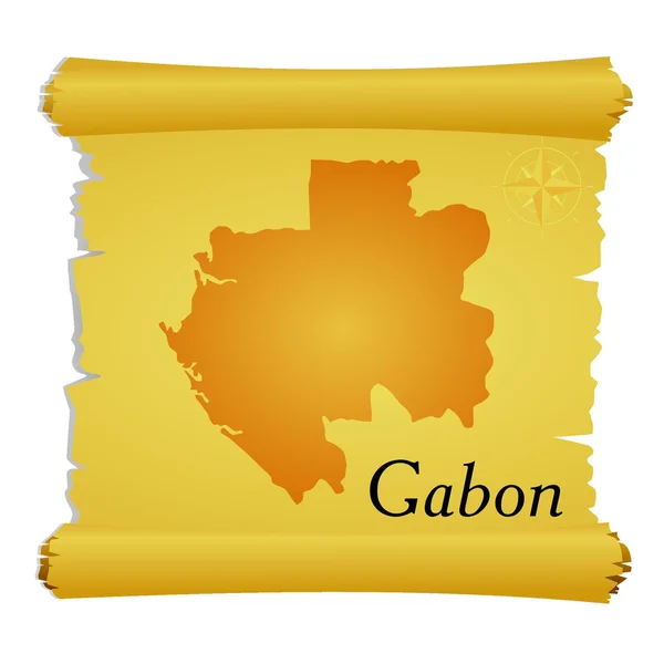 Vectorperkament met een silhouet van Gabon — Stockvector