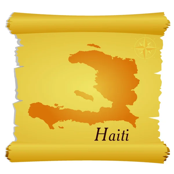 Vektor pergament med en silhuett av Haiti — Stock vektor