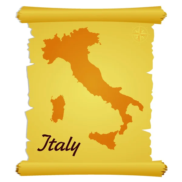 Vektorový pergamen se siluetou Itálie — Stockový vektor