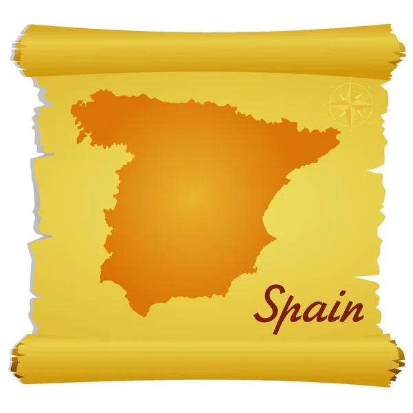 Vektorpergament med en siluett av Spanien — Stock vektor