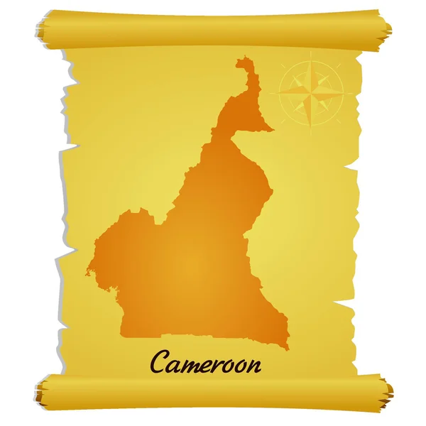 Vectorperkament met een silhouet van Kameroen — Stockvector